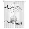 Silhouette der Vögel auf dem Zweig, Chiffon-Vorhänge für Wohnzimmer, Schlafzimmer, Dekoration, Fenster, Voiles, Tüllvorhang
