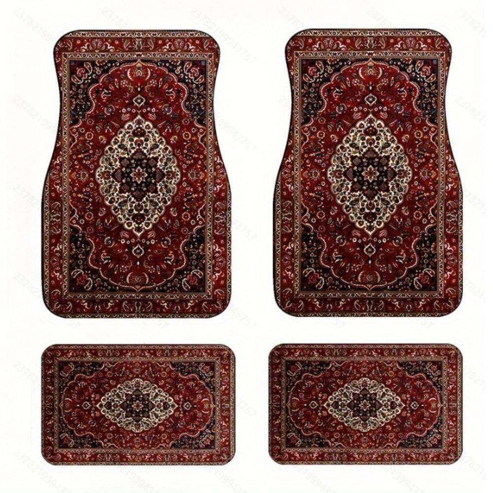 4Pcs Heavy Duty Persian Carpet Bohemian Car Floor Protector Rugs  for Front Rear Seats