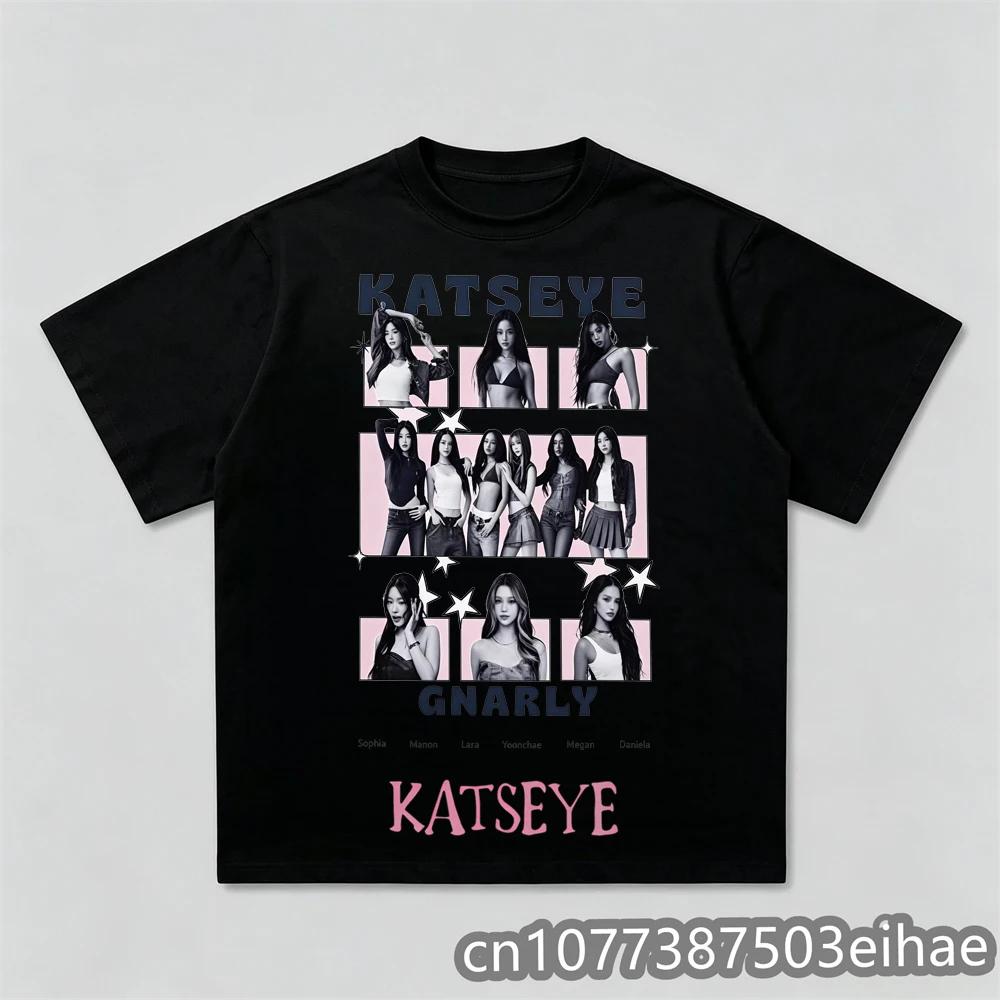 Teen Katseye Tshirt 2000s Kawaii Graphic Anime Digital Classic Hip Hop Style Youth Fashion Short Sleeve Casual Top