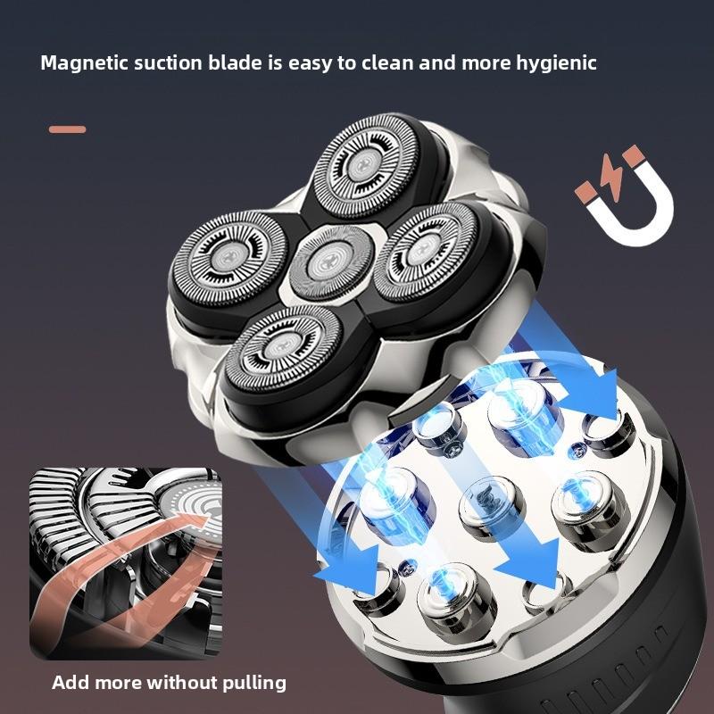 Magnetic Suction Razor Head Gadget - Fully Washable, Digital Display, Electric Shaving Kit