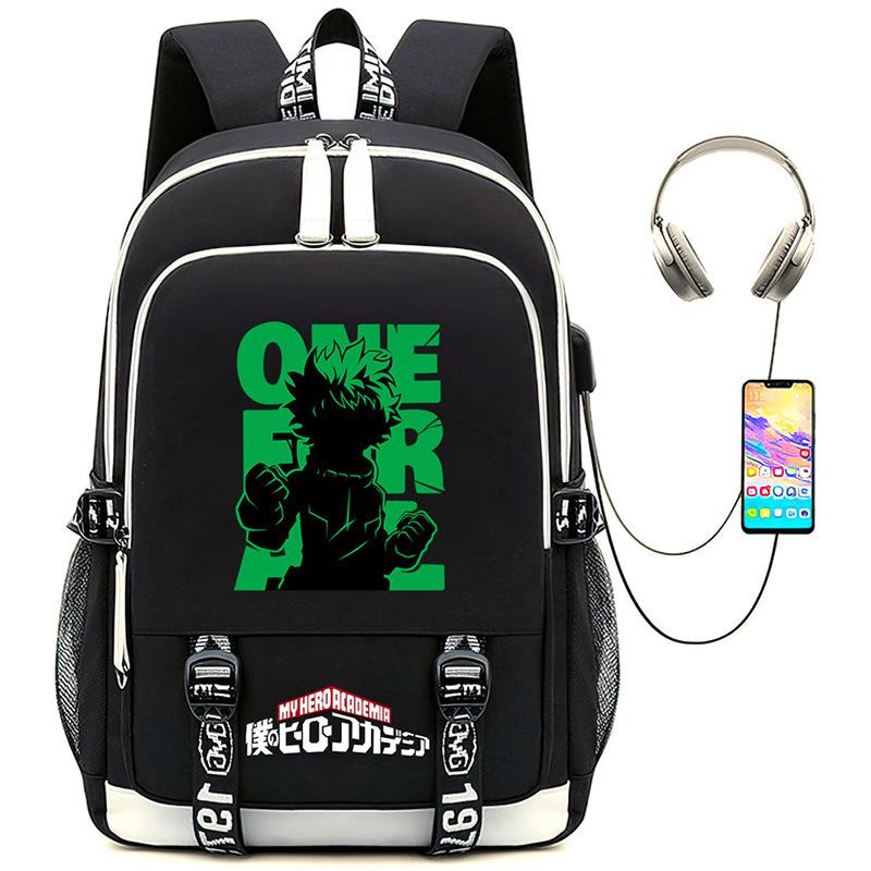 New Riman, My Hero Academy Printed Backpack Large Capacity Student School Bag USB Computer Bag