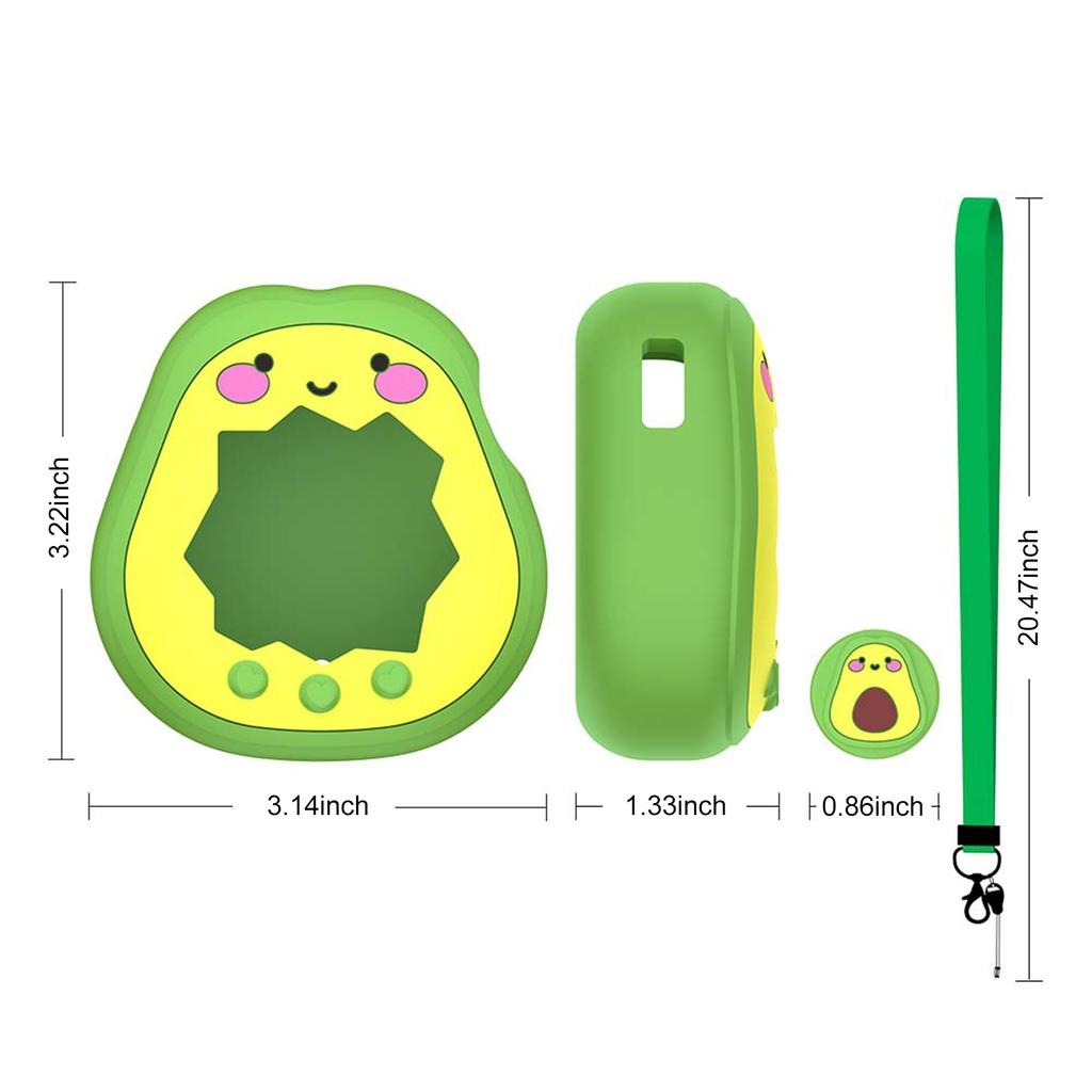 For Tamagotchi Paradise Avocado Shape Silicone Protective Shell with Rotating Knob Cap Soft Silicone Decorative Cover Shockproof