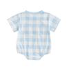 Baby Boys Girls Rompers Short Sleeve Round Neck Duck Embroidery Checkered Print Bodysuit Playsuit