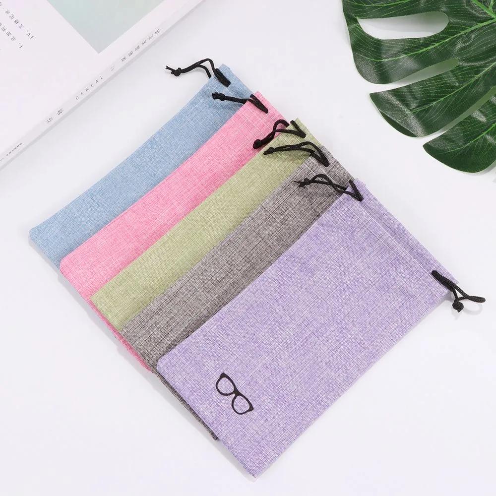 5/10/20Pcs Portable Linen Fabric Pouch For Sunglasses Bag Multi-Functional Eyeglasses Case Optical Glasses Lanyard Cloth Bags