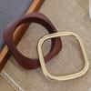 Vintage Punk Coffee Black Wood Bangles Fashion Hip Hop Round Metal Geometric Wide Bangles Women Men Bracelet Jewelry