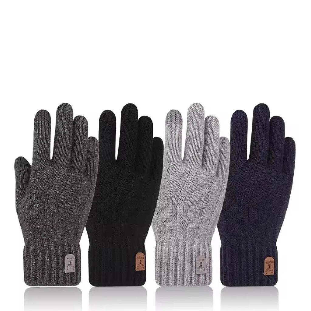 Neue Herren-Warmhandschuhe für den Winter, Touchscreen, plus Samt, verdickt, kältefest und warm, Wollstrickhandschuhe