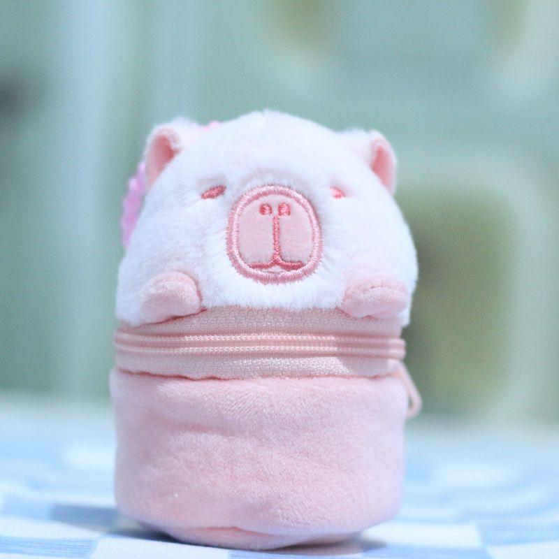 Capybara Plush Wallets Cute Butter Bear Coin Purses Keychain Pendant Kawaiii Plush Toy Doll Bag Hanging Ornaments Capibala Gift