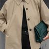Autumn and Winter New French Style Workwear Trenchcoat Khaki Lapel Fashionable Loose Mid-length Coat Women's Clothing