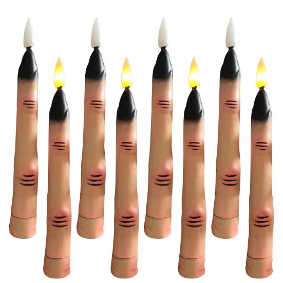 Halloween LED Finger Taper Candles Flameless Flickering Finger Candle Sticks Battery Operated Fake Candles with Remote for Holiday Home Decor