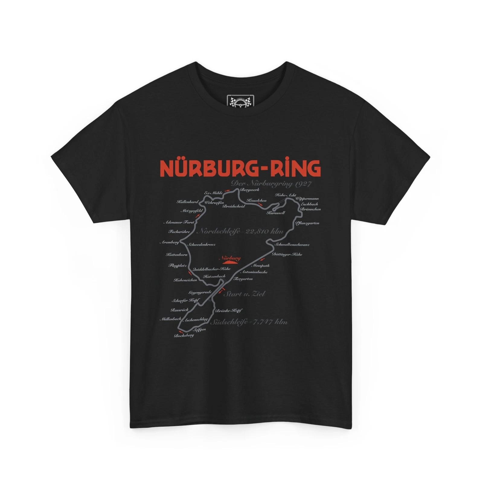 Nordschleife Nürburgring Racing History T-Shirt - Green Hell Track Map Tee Gift L
