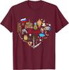 Russia Symbols Heart Collage Graphic Tee Breathable Casual Trip T-Shirt For Men