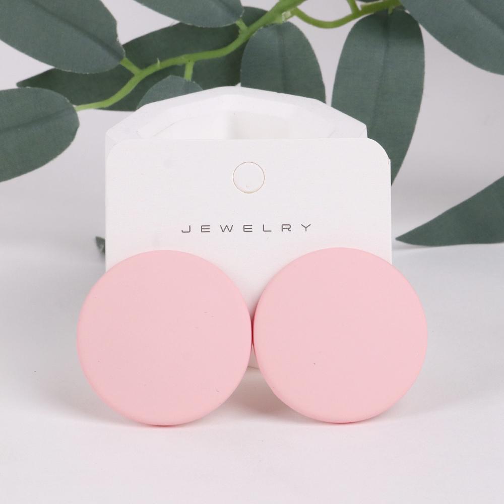Trendy Korean Red White Black Pink Stud Earrings For Women Girl Geometric Big Square Round Acrylic Earrings Fashion Jewelry Gift