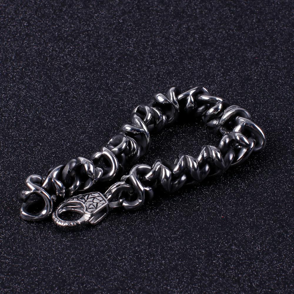Kalen  Retro Stainless Steel Twisted Chain Bracelet for Men's Skull Punk Style Unique Bracelet Trendy Jewelry Chunky Accessories