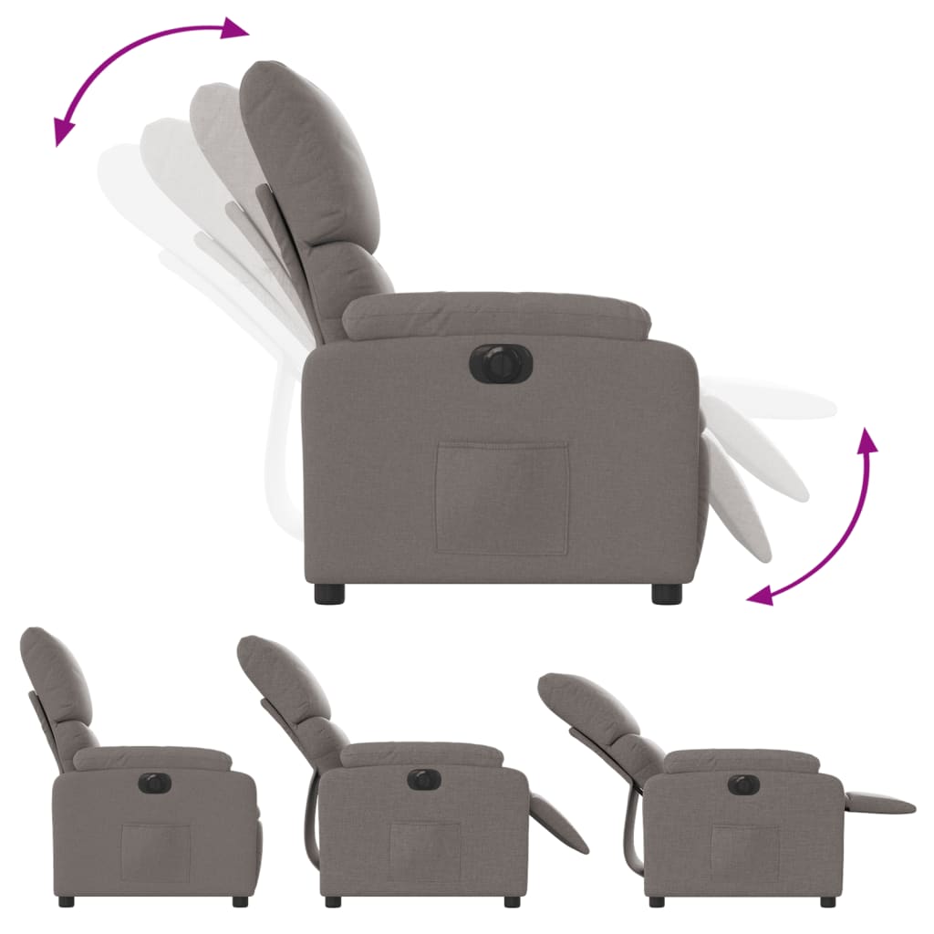 Electric Recliner Chair Taupe Fabric