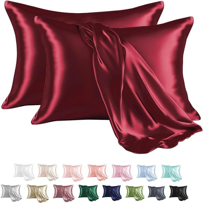 2PCS Satin Pillowcase Gifts Luxurious and Silky Throw Pillows with Envelope Closure 20x36 Inches Pillow Cover for Hair and Skin