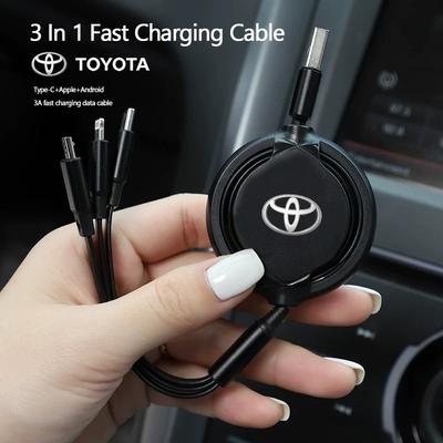 Car Interior 3 In 1 Micro USB Type C Fast Charging Cable For 86 Mirai Supra Prado Alphard Vellfire Reiz Venza CHR Keyring WY0