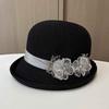 Versatile small edge crimped basin hat, spring and summer sun hat, new fashionable flower top hat, women's sun protection sun hat