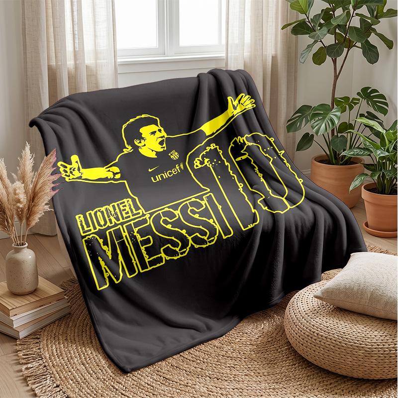 Lionel Messi Theme Blanket Soft Flannel Blanket Plush Throw Blanket Cozy Sofa Bed Blanket for Home Decor