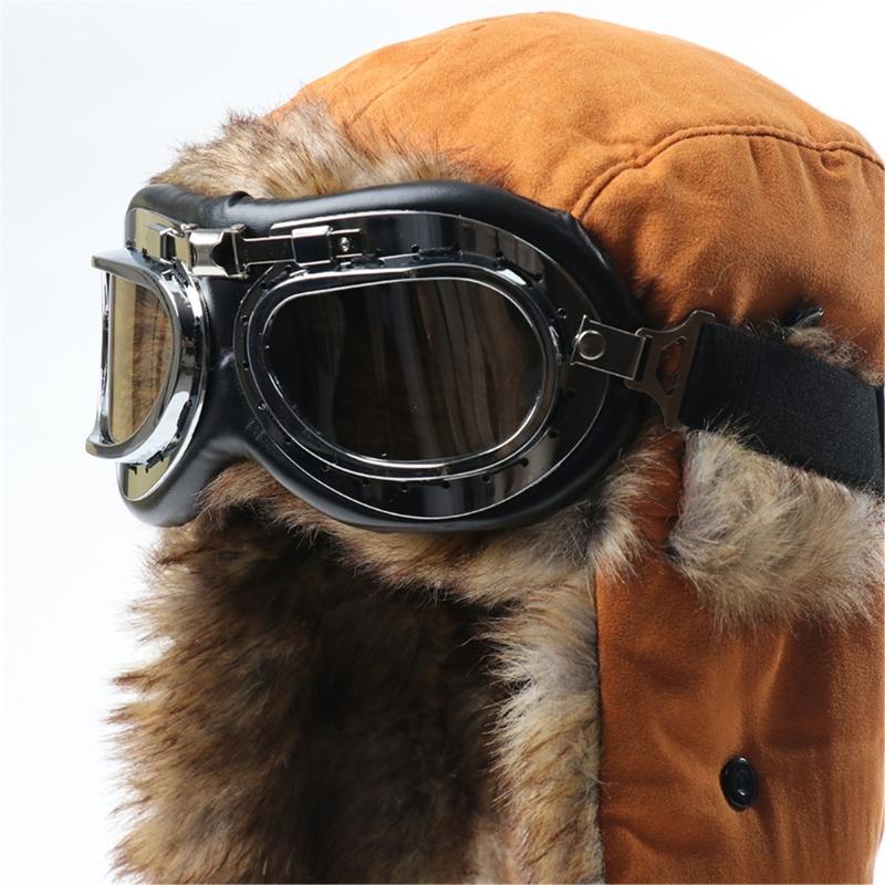 Thermal Winter Hat With Detachable Goggles For Skiing Riding And Outdoor Activity Vintage Style Ear Protection Cold Weather