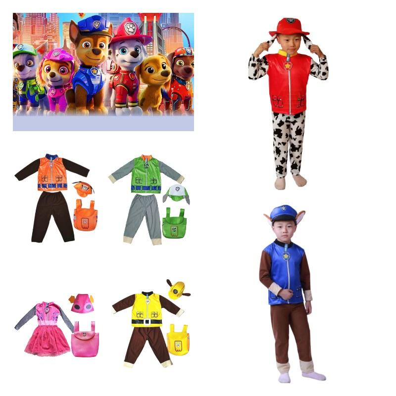 Children Paw Patrol Cosplay Custume Set Halloween Party Props Hat Gift Backpack