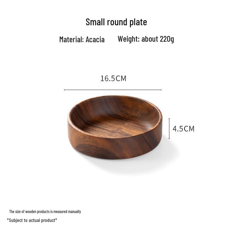Solid Walnut Wooden Fruit & Salad Bowl - Round Plate for Dining & Household Use