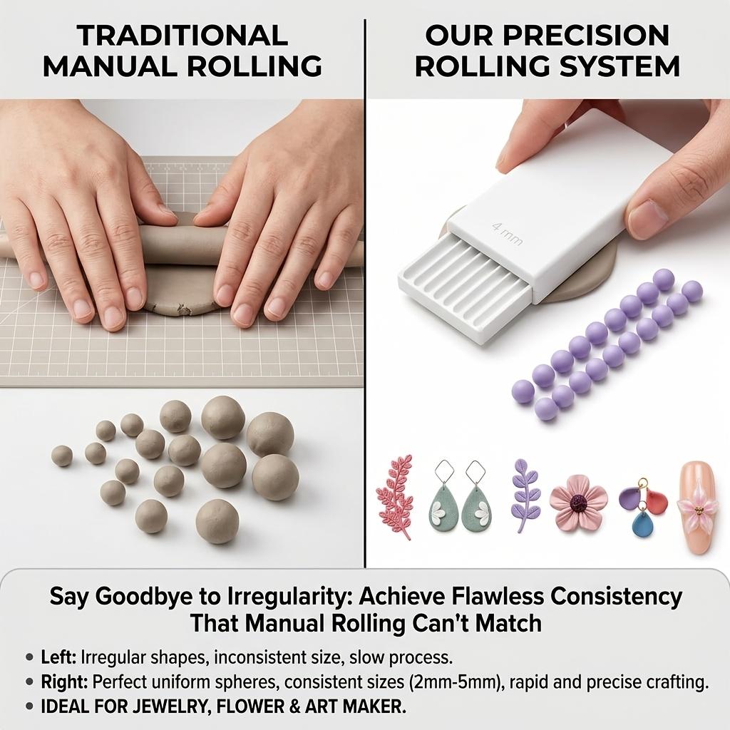 Slide‑Style Clay Bead Roller Mould Set 1‑1mm Size Uniform Sphere for Polymer Clay DIY Earrings Nail Art Handmade Craft Tool Kit
