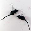 Black Dangle Earrings Halloween Mice Goth Halloween Handmade Jewelry Unique