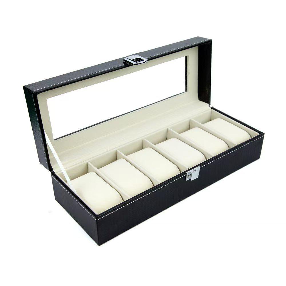 

Vintage PU Leather Watch Box with Multiple Slots and Transparent Dustproof Window 31.3×10.8×12.7cm