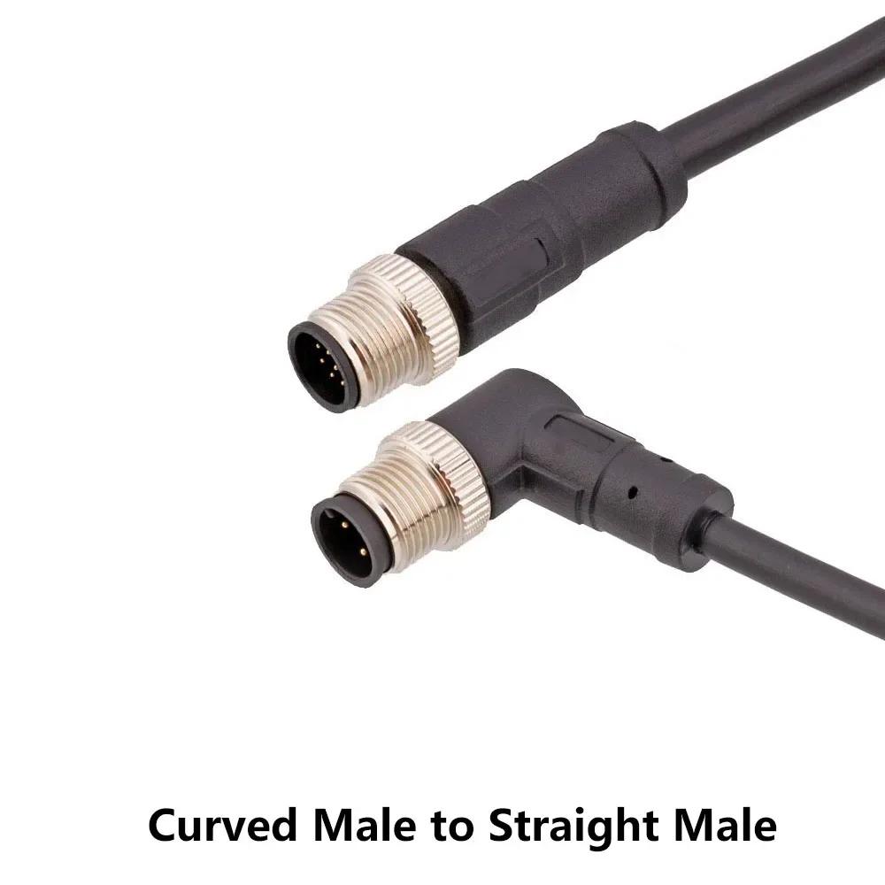 M12 4Pin 5Pin 8Pin 12Pin Double Plug 1M 2M 3M PUR PVC Shield Wire Sensor Connector Straight Angle Male Female Plug Adapter