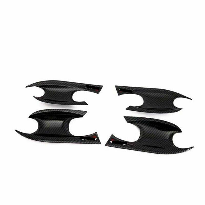 4X Carbon Fiber Door Handle Bowl Cover Trim For Hyundai Santa Fe 2019 2020 2021