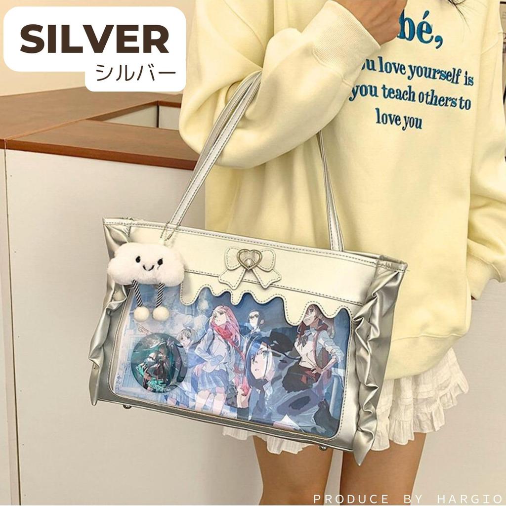 Harujio Ita Shoulder Tote Ita Transparent Perfect for Otaku Activities and Cute with Available in and Silver Bag, Bag, 2-Way Bag, Vinyl, Events,