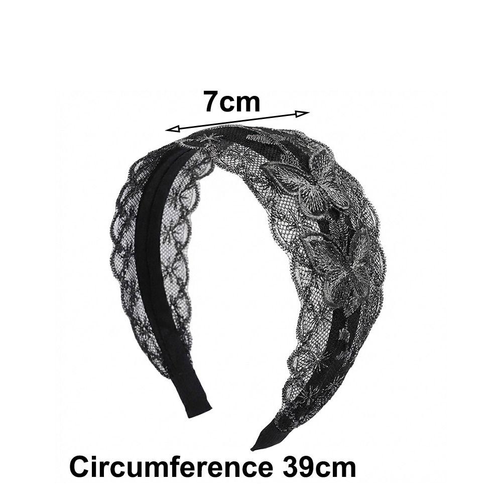 Flowers Lace Mesh Hair Band Wide Side Women Lace Hairbands Cute Hair Hoop  Hair Accessories