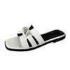666-8 Lazy People Wear Casual Cool Slippers 2025 New Summer Metal Buckle Light Flat Bottom Seaside Beach Mop