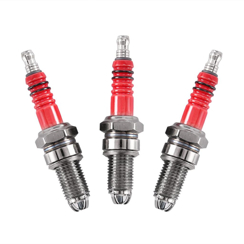 Plouluyt 3pcs D8TC 3 Electrode Spark Plug Racing Spark Plug with 3 Electrodes for