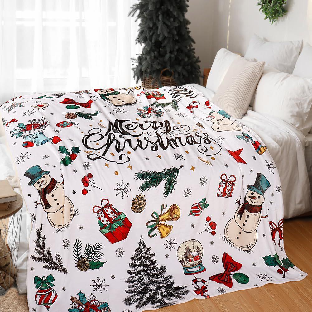 Christmas snowman Printed Blanket for Sofa Bed Travel Camping Living Room Office Conditioning Blanket for All Seasons Gifts