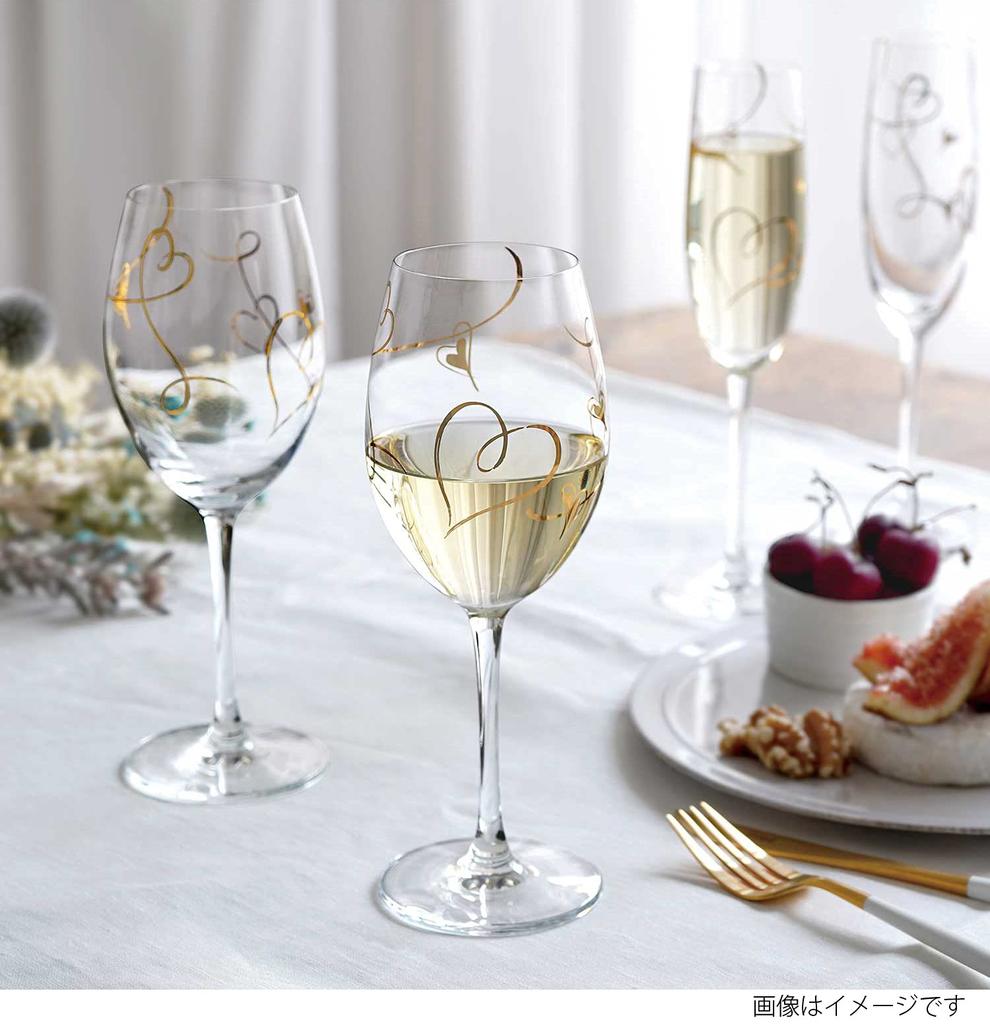 Toyo Sasaki Glass Benedile Wine Glasses, Pair of Champagne Sets, Heart Pattern, 170ml, Clear, G455-S109