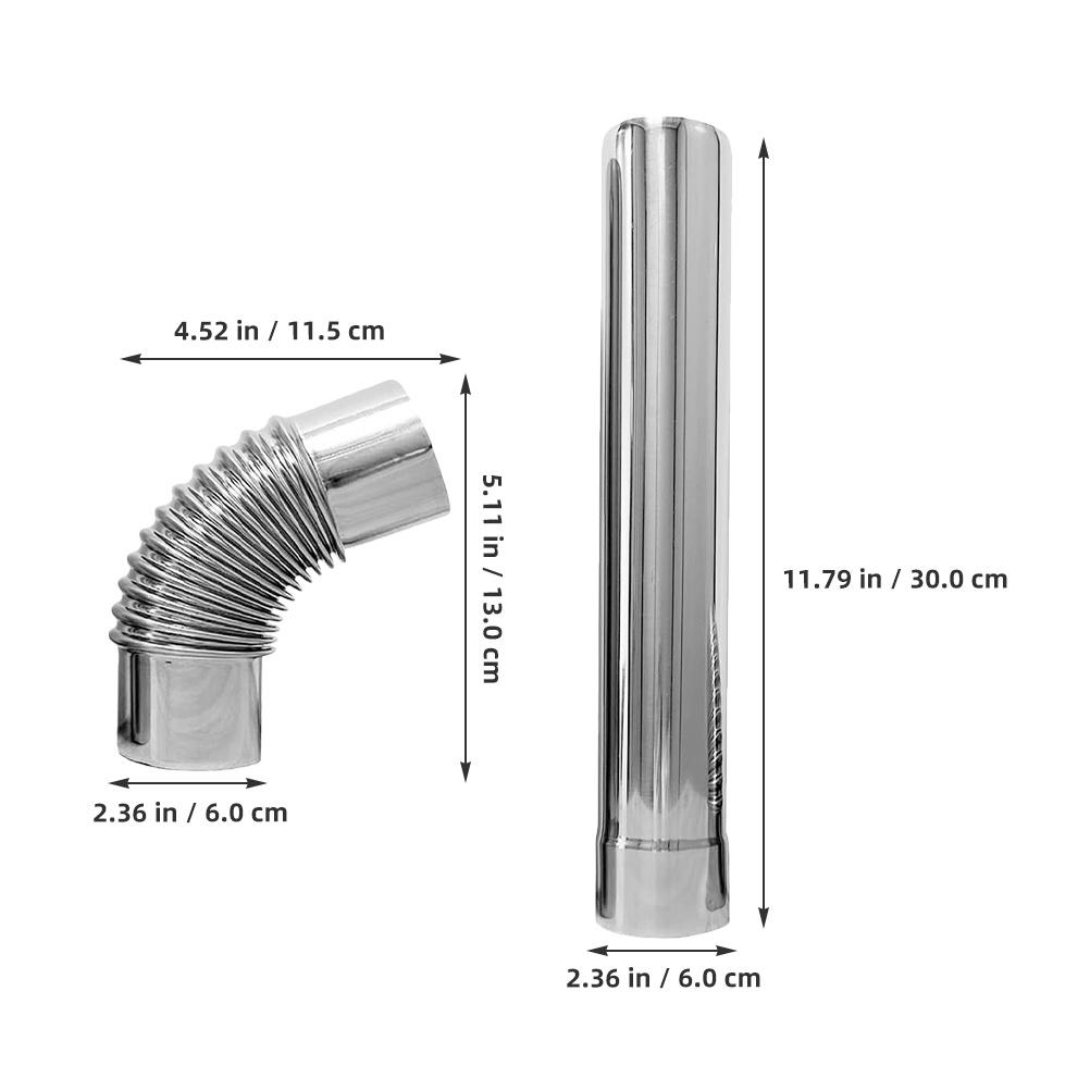 3ks Nerezová komínová trubka Set 90° koleno Rovná trubka Větrací otvor pro kamna Konektor pro odvod spalin Trubka pro plynový ohřívač vody
