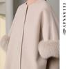 ELLASSAY 2025 Autumn Sheep Wool Blend Cape-Style Mid-Length Coat