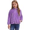 Kids Casual Outerwear Long Sleeve Stand Collar Soft Plush Zipper Closure Pockets Side Warm Jacket