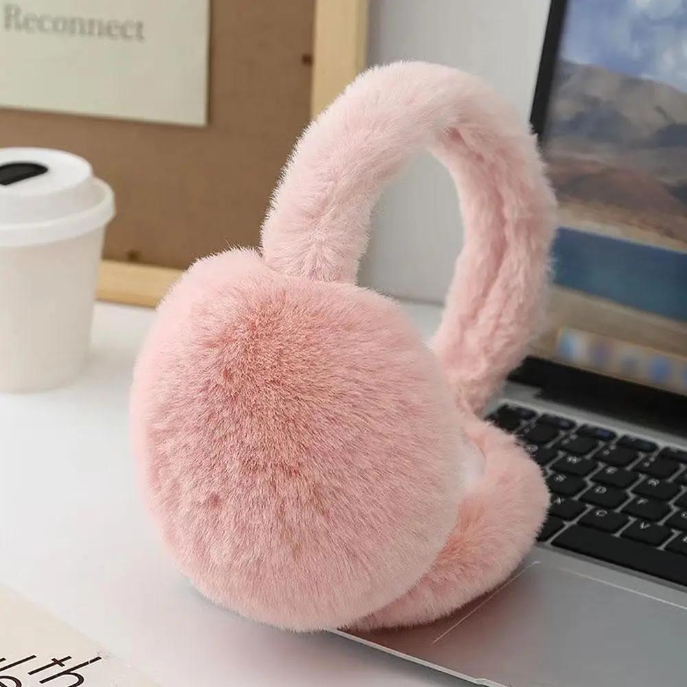 Soft Plush Earmuffs Foldable Autumn And Winter Warm Ear Warmer Solid Color Simple Cold Protection Earflap Outdoor Thick Earmuffs
