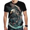Summer Round Neck 3D American Eagle Pattern Print Top Fashionable Casual Short Sleeved Men's T-shirts