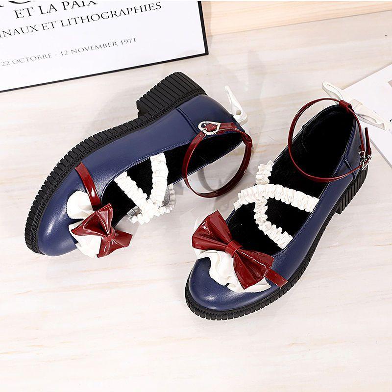 Cute Sweet Girl Lolita Shoes Women New Japanese Small Leather Shoes Female Hipster Bow Preppy Single Dress Shoes