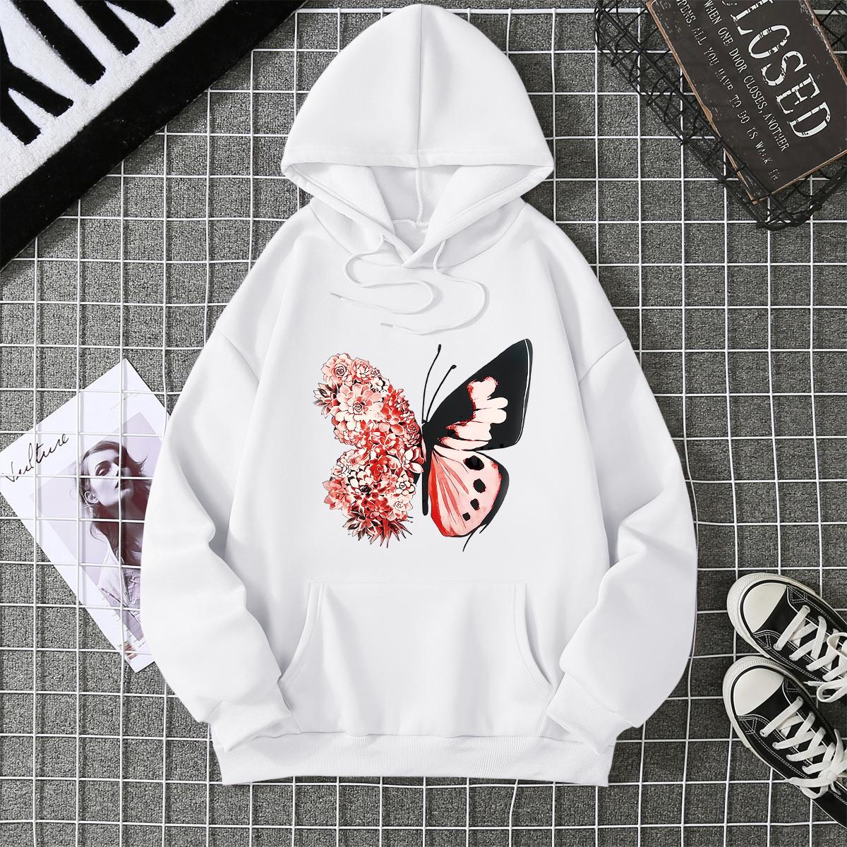 

Winter Women s Hoodie Solid Color Print Unisex style Double Pockets Sweatshirts Outerwear Women s Clothing S