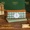 Grid Pattern Retro Grid Stationery Bag Cute Animal Pencil Pouch Vintage Plaid Pen Bag  Student