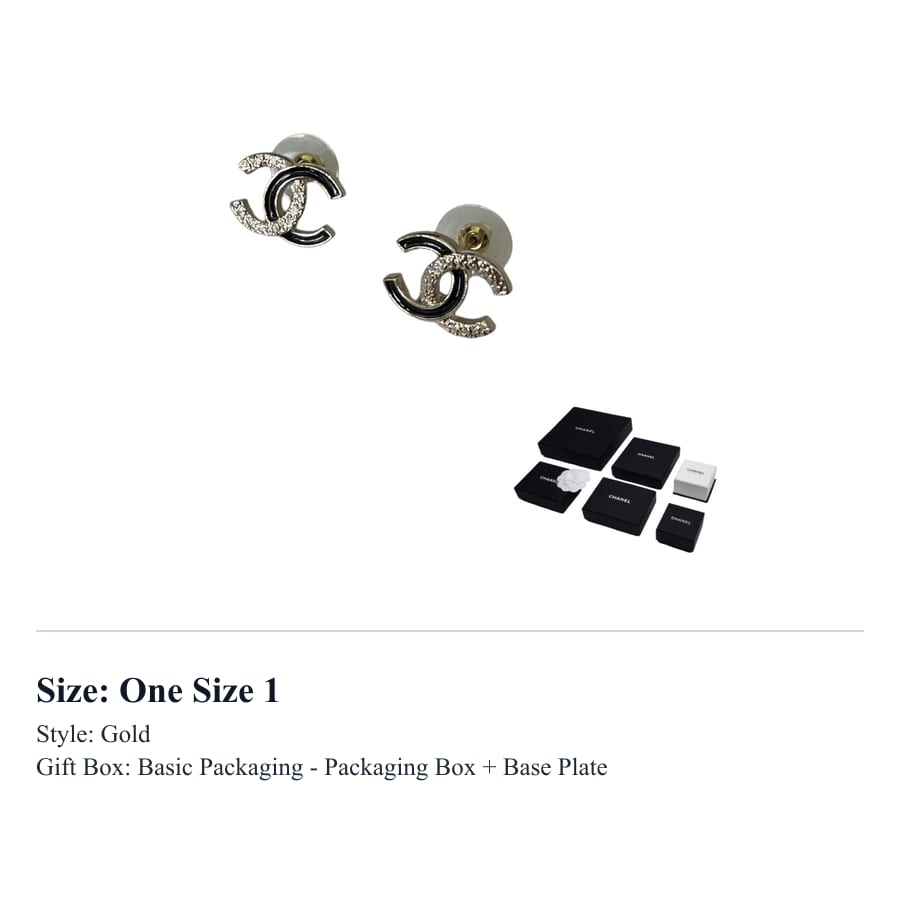 CHANEL Earrings Unisex Gold/Black ABG904 B23001 U6119