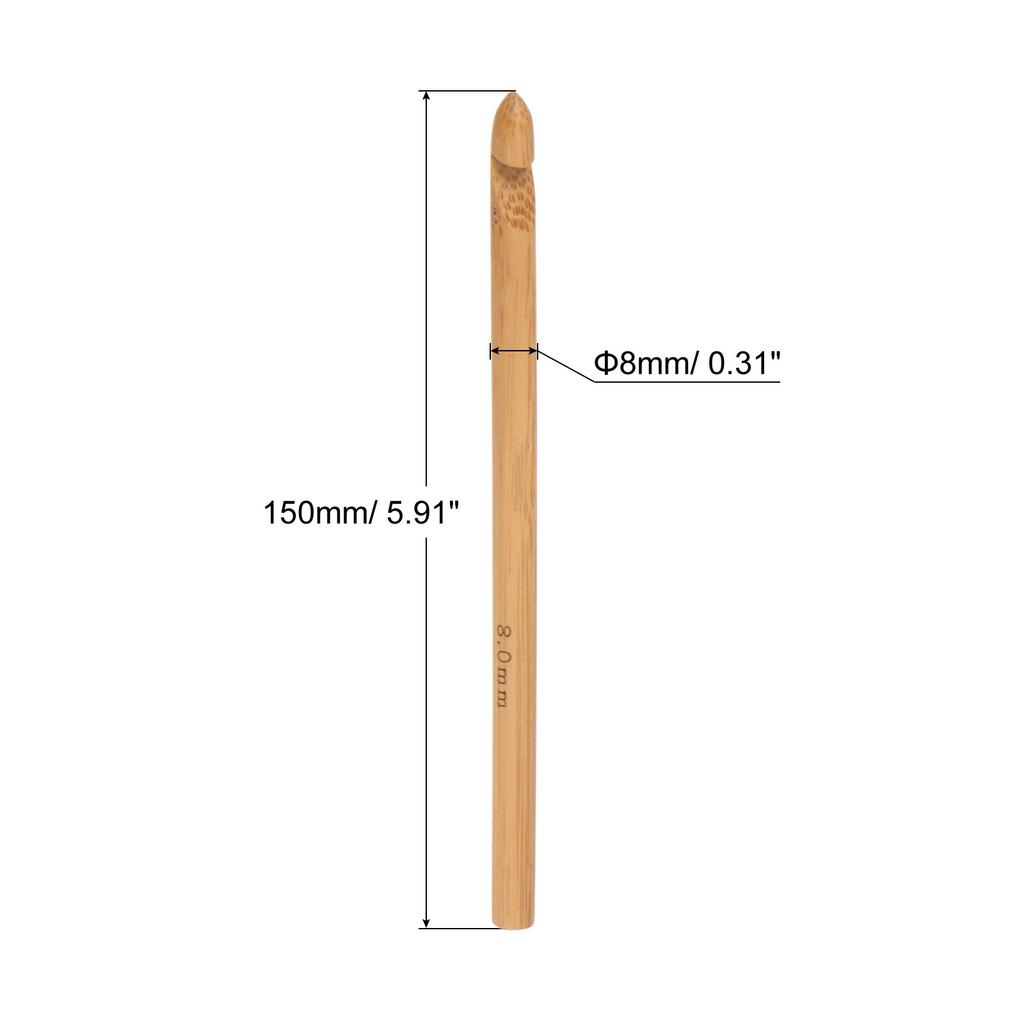 6pcs Wooden Bamboo Crochet Hook 3mm-10mm Knitting Crochet Needles for DIY Craft Yarn