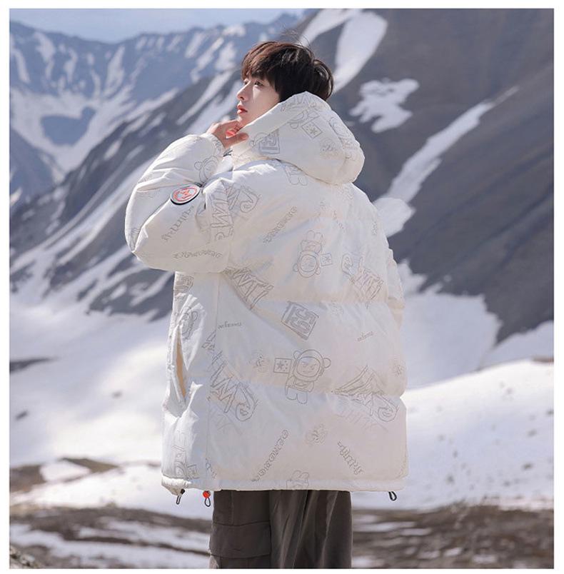 Cross-Border E-commerce Student White Duck Down Jacket: Men's Winter Short Hooded, Windproof, and Warm Thickened for Couples