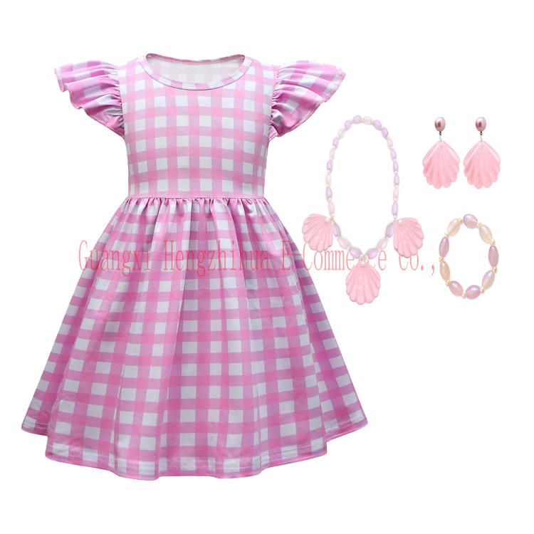 2023 Film Cos Kostüm Sommer Kinder Karneval Cosplay Halloween Kostüme + Zubehör Kinder Prinzessin Rosa Dress UP für