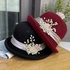 Elegant Temperament, Pearl Diamond Buckle, Crimped Small Edge Top Hat, Women's Warm and Thickened Autumn and Winter Knitted Fisherman's Basin Hat