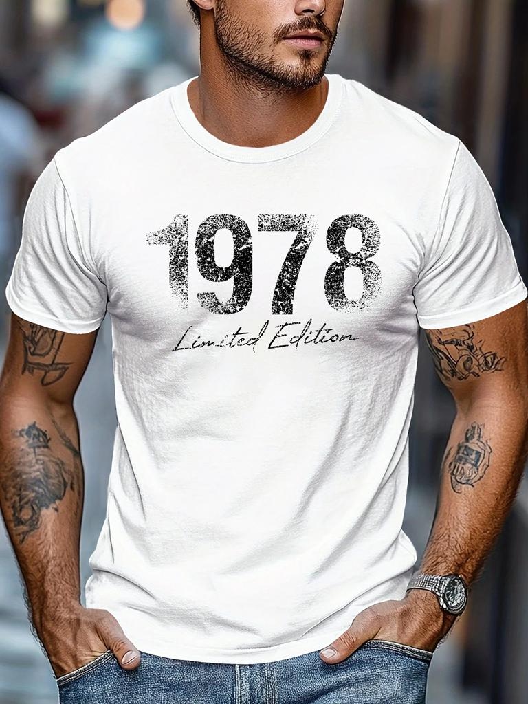 Unisex Sommer 100% Baumwolle Mode Limitierte Auflage 1978 Retro Bedrucktes Lässiges Lockeres Rundhals Kurzarm T-Shirt Vielseitiges Oberteil